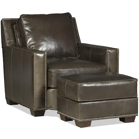 Chair and Ottoman With Tapered Block Feet